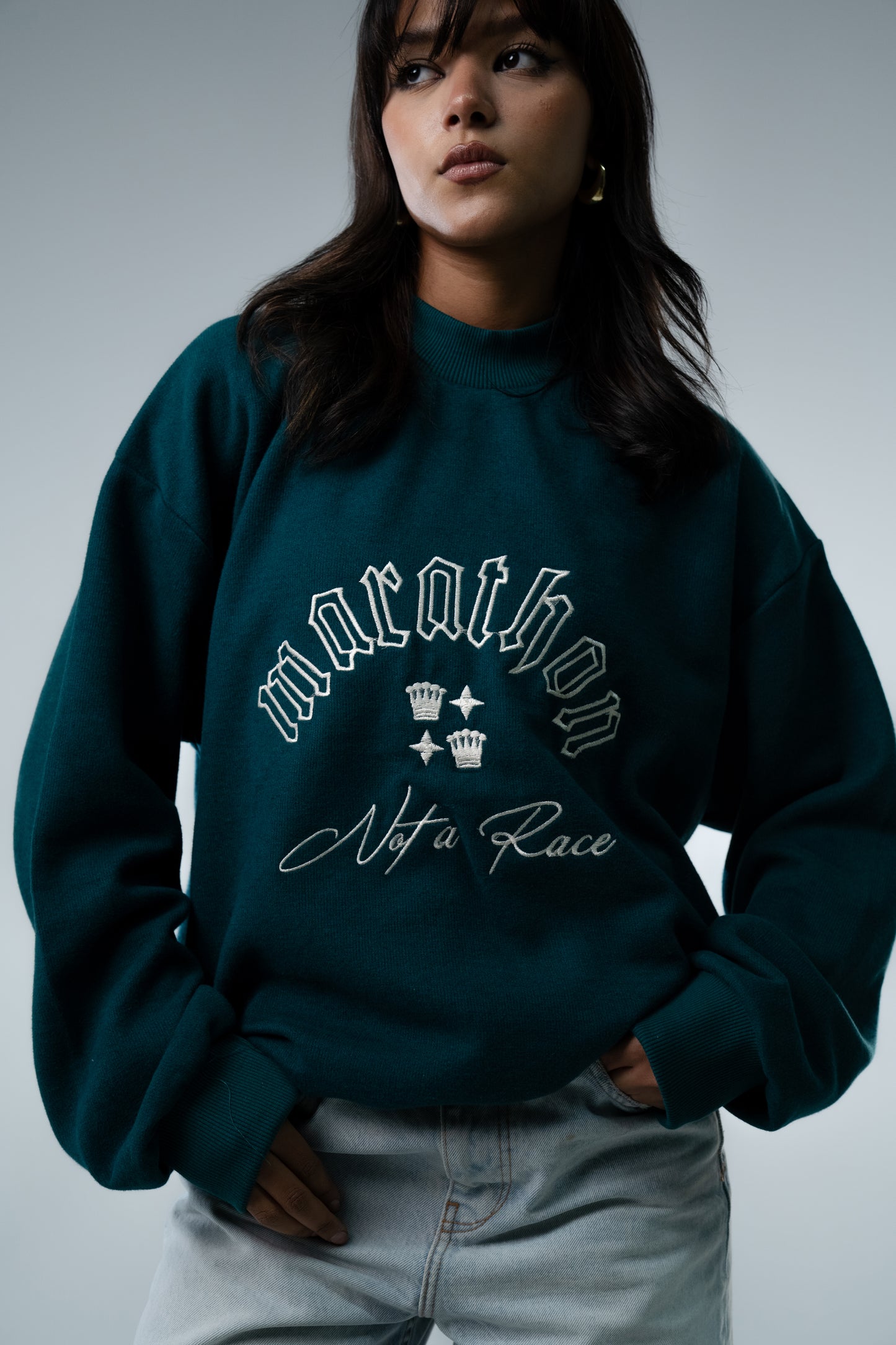 Teal Crewneck "Marathon"