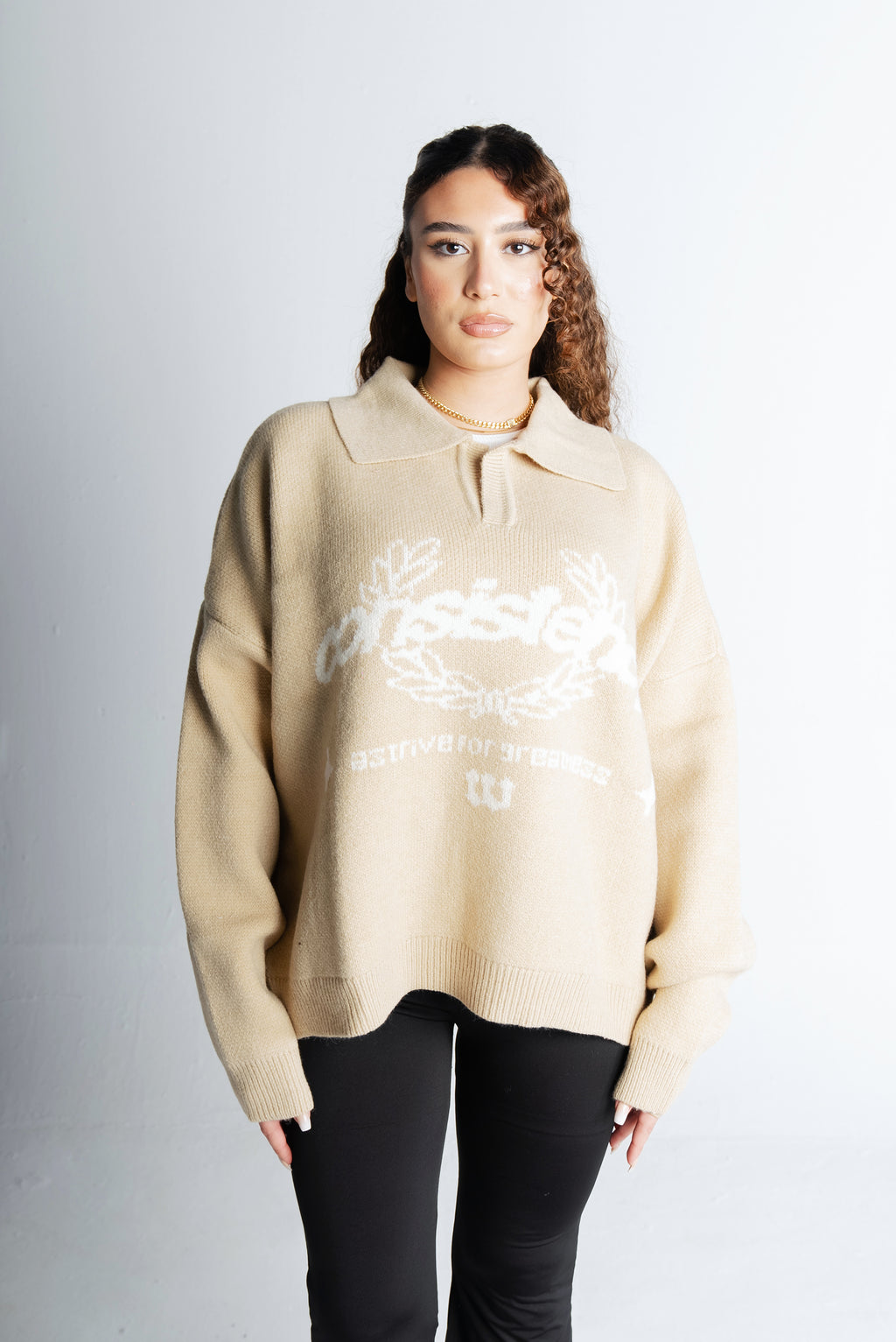 Consistency Knitted Polo "Beige"