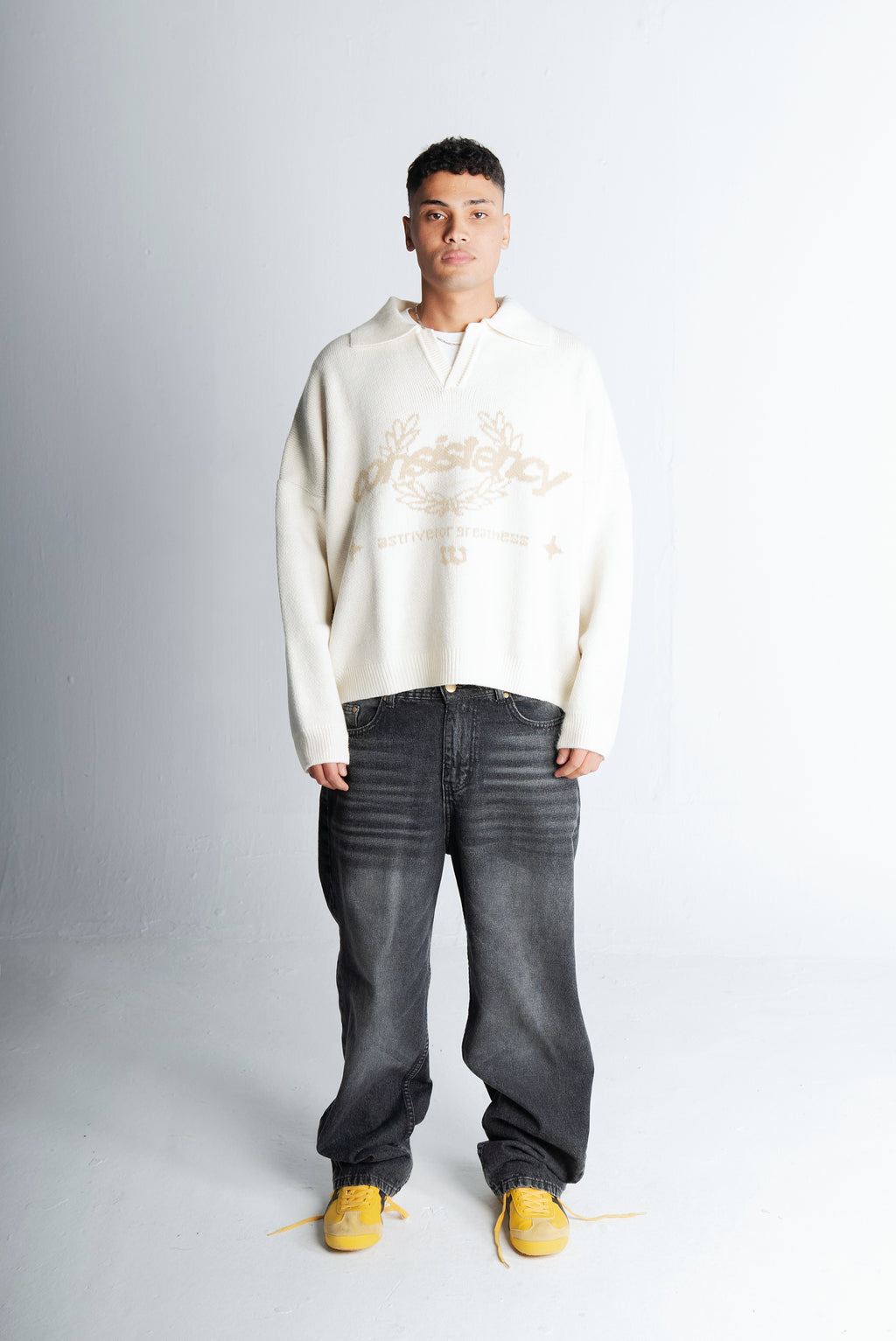 Consistency Knitted Polo "Off White"