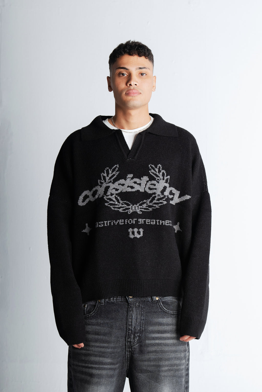 Consistency Knitted Polo "Black"